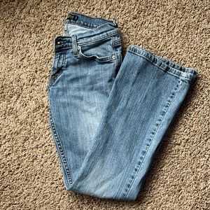 Levi’s jeans , super low cut jeans , size 1 short, light wash , bootcut